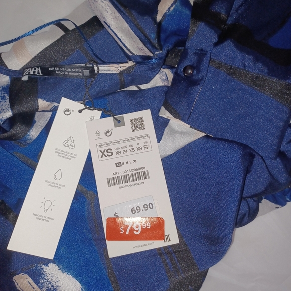 SOLD Zara Abstract Printed Midi Dress, Long Sleeve Wrap, Worn on TV - Picture 5 of 7